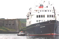 Cruise ship Hebridean Princess at anchor, Charles Fort, Kinsale, Summer 2002