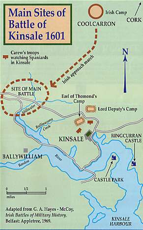 Map of Kinsale's 1601 Battle sites