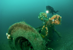 Wreck of WW1 sub UC42 in 27m. Wreck of WW1 sub UC42