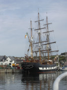 Stern view of T.S. "Jeanie Johnston" at pier head, Kinsale.