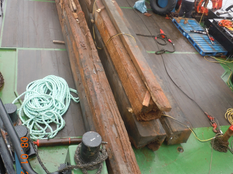 Timbers recovered from PEGU wreck.