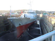 Bow view of L.E.Roisín, Verolme graving dock.